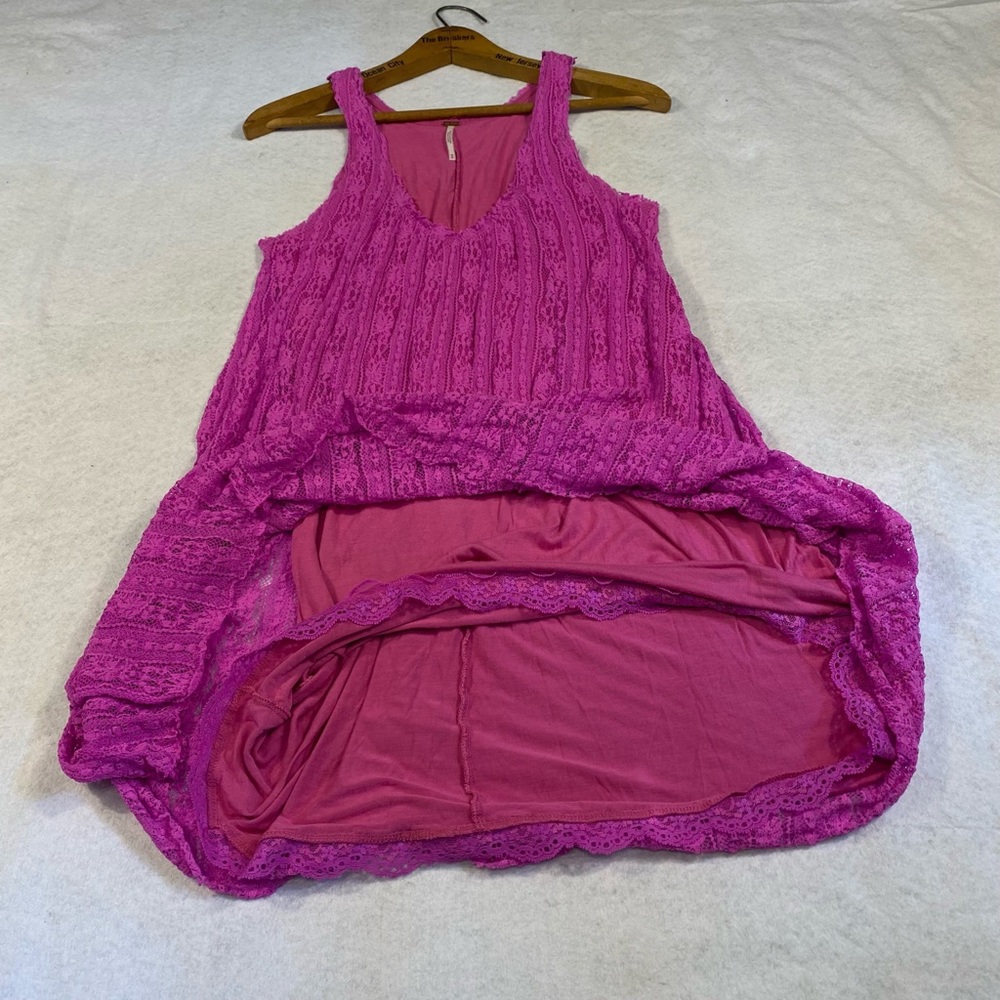 FREE PEOPLE mini dress lace magenta size M - Picture 7 of 9